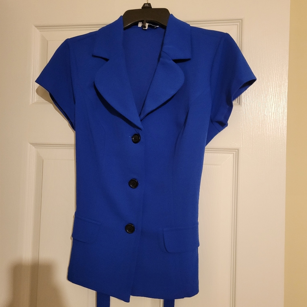 Robbie Bee size 14 blue top, black skirt set